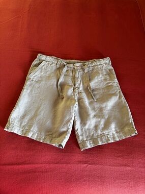 Hartford Men's Light Gray Drawstring Linen Shorts Size 52
